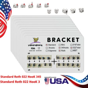 Dental Orthodontic Brackets Metal Braces Standard Roth 022 Hooks 3-4-5/3 /wire - Picture 1 of 31