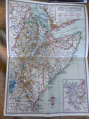 Original 1935 Africa Orientale Map Eritrea Etiopia Somalia,Italian Colonial • 64.87$