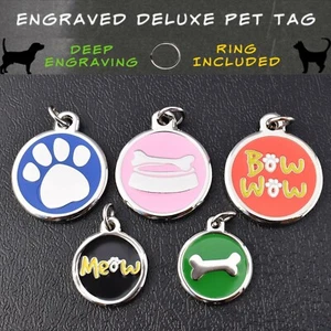 Deluxe Pet Tag Pet ID Dog Kitten Puppy Cat Name Pet Tags Personalised Engraved - Picture 1 of 13