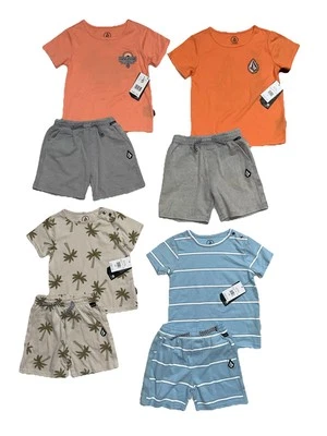 Conjuntos curtos Volcom bebê criança menino com bolsos e tecidos macios; tamanhos 18M-4T, novo com etiquetas - Imagem 1 de 2