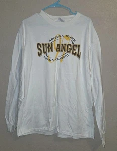 Vintage ASU Sun Devils Track Shirt Mens XL White Long Sleeve - Sun Angel Classic - Picture 1 of 4