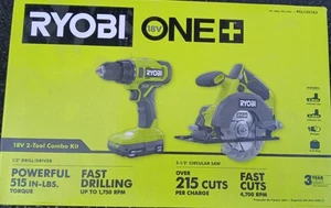RYOBI ONE+ 18V Cordless 2-Tool Drill/Driver Circular Saw Combo Kit PCL1201K NEW - Picture 1 of 3