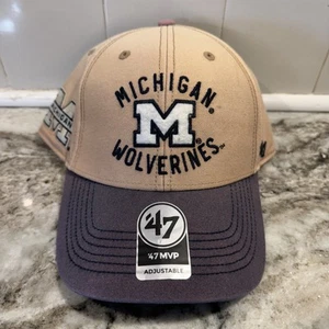 Michigan Wolverines '47 Brand MVP Khaki Dusted Abilene Adjustable Strapback Hat - Picture 1 of 9