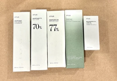 Juego de 5 Anua Niacinamida 10% TXA 4% Suero Hoja Corazón Tónico Loción Aceite Limpiador Foto 1 de 4