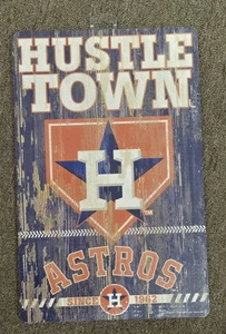 Houston Astros Hustle 11x17 Wood Sign Slogan Design MLB Wall Banner WinCraft  - Picture 1 of 2