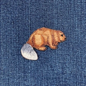Beaver Applique Patch - Cute Embroidered Animal Badge 2.5" (Iron On) - Picture 1 of 2