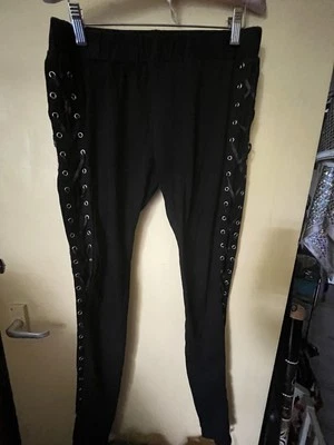 Vixen Negro Algodón Corsé Encaje Inserto Laterales Leggings XL NUEVO Foto 1 de 4