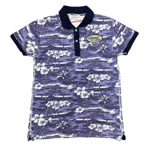 Scotch Shunk Polo Shirt Floral Striped Short Sleeve Purple Boys 14 Years - Picture 1 of 4