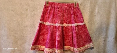 Falda Rosa Niñas Talla 9 Con Estampado Mariposa y Floral Blanco Rosa Encaje y Borde Foto 1 de 4