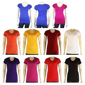 Camisa Top Plus Para Mujer Active Basic Sólida MANGA CORTA Cuello en V 1XL-3XL - Imagen 1 de 14