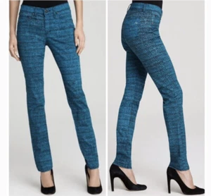 Leggings Rag and Bone vita bassa aderenti stampa tweed taglia 25 blu elasticizzato skinny - Foto 1 di 10