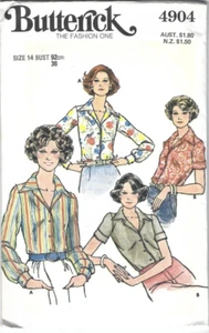 Butterick Sewing Pattern 4904, Vintage Blouse for Stretch Fabrics, Size 14 Uncut - Picture 1 of 2
