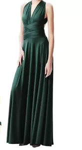 V by Very Dress Bridesmaids Grecian Multiway Dress Maxi Length Jade Green Size 8 - Picture 1 of 13