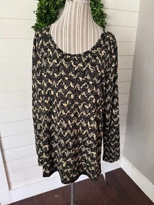 LuLaRoe Damen schwarz/hellbraun Lynnae Top Bluse Größe 2XL neu mit Etikett (I2) - Bild 1 von 9