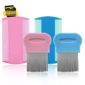 Combs Set, 4 Packs Pet Lice Combs for Cats Dogs Plastic and Stainless Steel Flea - Picture 1 of 7