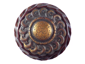 Vintage Large Brown Bakelite Button w/Metal Escutcheon-Center has Floral Etching - Picture 1 of 5