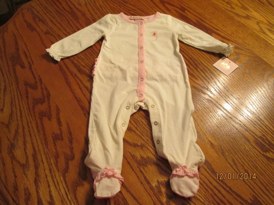 JUICY COUTURE BABY GIRL ХЛОПОК НОЖКИ ЦЕЛЬНЫЙ 2 СТИЛЕЙ РАЗМЕРЫ 0-3 3-6 6-9 НОВЫЙ С ЯРЛЫКАМИ - Изображение 1 из 1