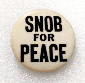 Set of 2 Anti War SNOB For Peace 1970 Button Pin NOS New Original Blems - Picture 1 of 3