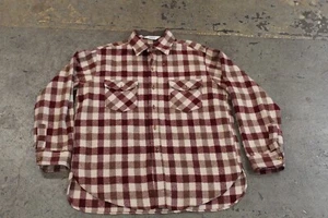 Vintage Wolle Made in USA 70er Jahre Stil Wolle geknöpft kastanienbraun Flanellmuster XL - Bild 1 von 6