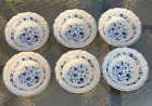 Six (6) Vintage Hankook Seine Blue Rim Cereal Bowls - Scalloped - 7"