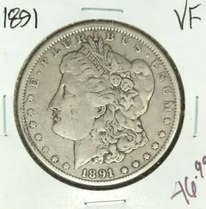 Dólar de plata Morgan 1891 ~ en muy buen estado ~ bonita moneda - Imagen 1 de 2