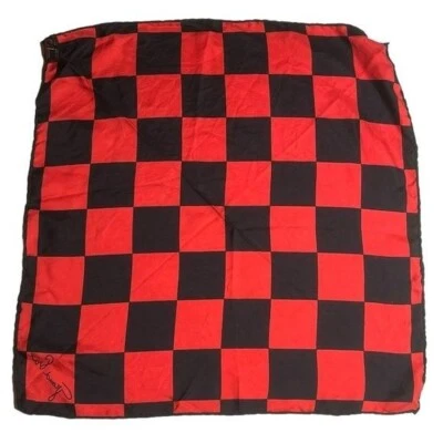 Pañuelo corona Grand Prix vintage rojo y negro cuadrado a cuadros seda italiana Foto 1 de 4