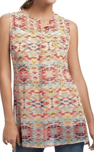 Cabi Avery ärmellose transparente Tunika mit Knopfleiste XL bunt lässig Normcore Geo - Bild 1 von 9