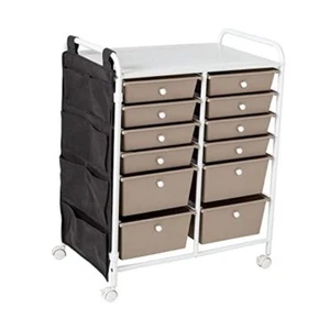  Honey Can Do 12-Drawer Metal Rolling Storage Cart with Side Pockets CRT-09104  - Picture 1 of 7
