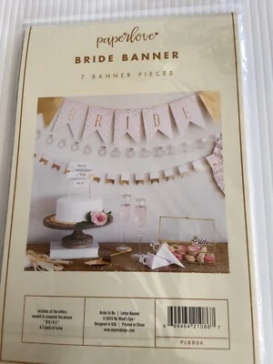 My Mind’s Eye BRIDE BANNER Pink Gold WEDDING To Be SHOWER DECOR Paperlove Rare! - Image 1 of 3