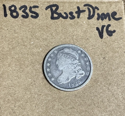 1835 10c Capped Bust Dime VG Very Good Cover