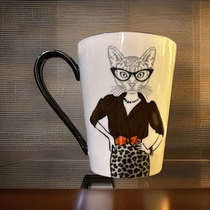 Taza de gres para animales antropomórficos firma HIPSTER CAT LADY 16 OZ - Imagen 1 de 9