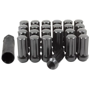 24 Lug Nuts 14x2 Black Spline Drive Bulge Acorn 2" Long Ford F150 Expedition - Picture 1 of 4