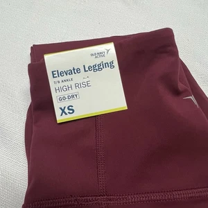 NEW Old Navy XS High Rise 7/8 Ankle Elevated Leggings Burgundy - Picture 1 of 6