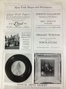 New York Shops Decorators Print Ad 1925 Original Rare Antique Hewitt Lloyd Pepys - Picture 1 of 7