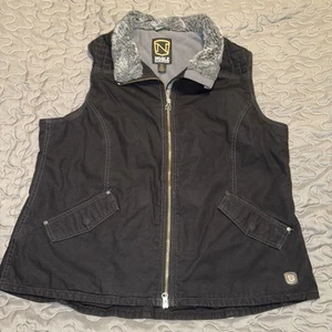 Edle Outfitters Canvas Weste einfarbig schwarz mit Kunstfell um den Ausschnitt Unisex 2X - Bild 1 von 20