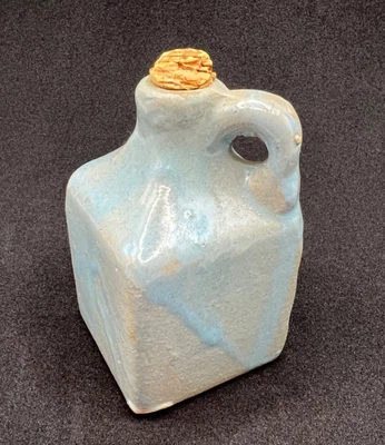 Rare Antique Miniature Light Blue Square Stoneware Jug Whiskey Moonshine - Image 1 of 4
