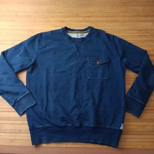 FCUK Mens Navy Blue Crewneck Pocket Sweatshirt Medium Fits Large - Picture 1 of 8