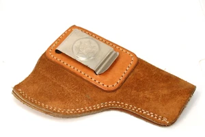 Vintage 1970's Bianchi Right Hand Clip Belt Brown Suede Holster Hunting - Picture 1 of 9
