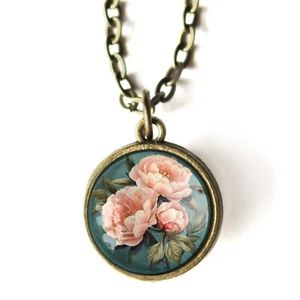 Pink Peony Pendant Necklace - Spring - Indiana State Flower - Picture 1 of 6