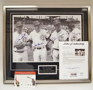 MLB Cubs Ron Santo, Don Kessinger, Glen Beckert Ernie Banks Signed Photo PSA/DNA - Picture 1 of 11