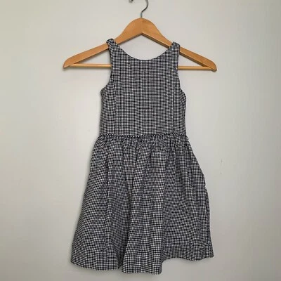 Vestido Polo Ralph Lauren Niñas Franela Pata de Gallo Sin Mangas Línea A-B/N-Talla 6 Foto 1 de 4