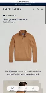 Polo Ralph Lauren IOB Latte Marrone Quarto Zip Maglione Uomo Taglia S Nuovo Con Scatola - Foto 1 di 5