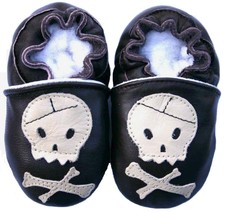 Soft Sole Leather Baby Shoes Toddler Boy Gift Girl Infant Kid SkullBrown 18-24M