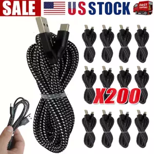 Braided USB C Type-C Fast Charging Data SYNC Charger Cable Cord 3/6/10FT Lot - Picture 1 of 7
