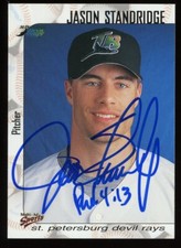 2000 St Petersburg Devil Rays JASON STANDRIDGE Signed Card autograph auto reds