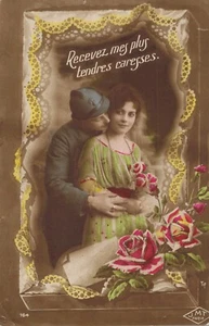 Military Romantic Couple Soldier World War 1 RPPC B37 - Picture 1 of 2
