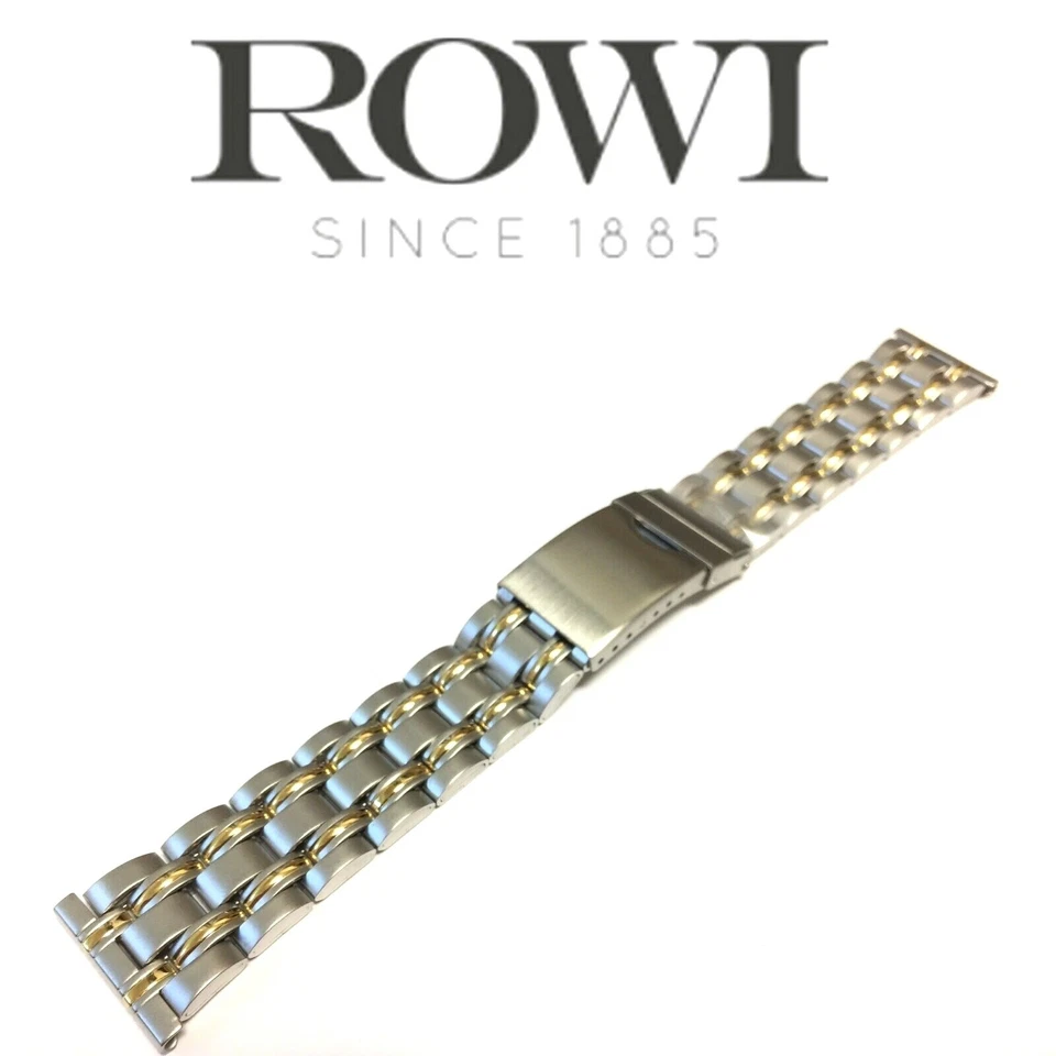 НОВЫЙ 22 мм ROWI 304210 из нержавеющей стали/желтого золота покрытием часы браслет ссылка группы - Изображение 1 из 4