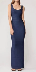Herve Leger Round Neck Gown - Navy SIZE L - Picture 1 of 3