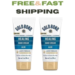 Gold Bond Healing Hand Cream, With Aloe, Hand Lotion for Dry Skin 3 oz. (Pack 2] - Picture 1 of 8