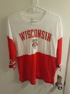 NEW Rivalry Threads Wisconsin Badgers 3/4 Sleeve T Shirt Women's Size Medium NWT - Picture 1 of 3